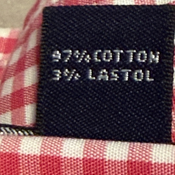 Lands' End Pink Gingham Button Down Shirt w/ 3/4 French Cuff Sleeve - Picture 7 of 12
